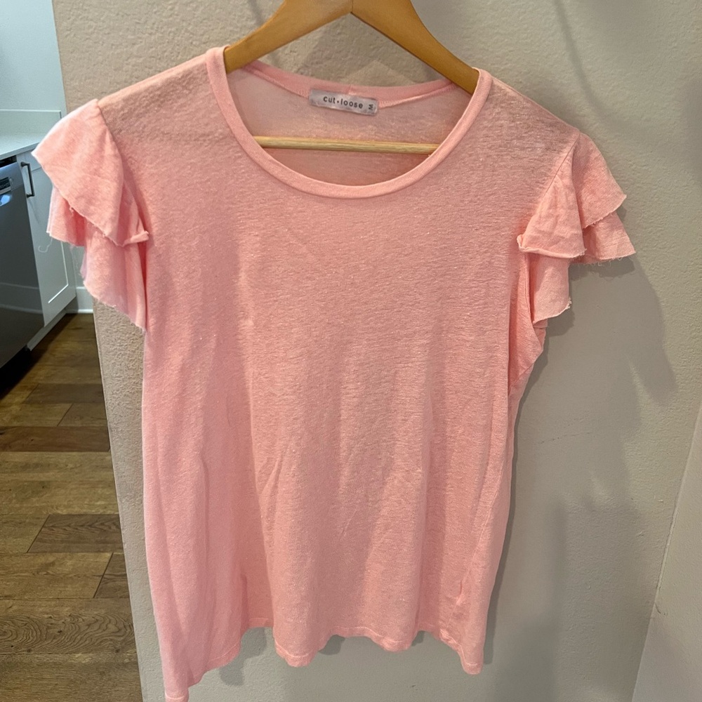 Cut Loose Top Womens Medium Pink Short Tulip Sleeve